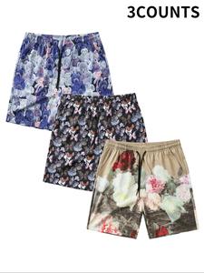 Men's All Over Print Drawstring Waist Shorts, Regular Fit Casual Pocket Beach Shorts, Men's Summer Bottoms for Vacation Holiday