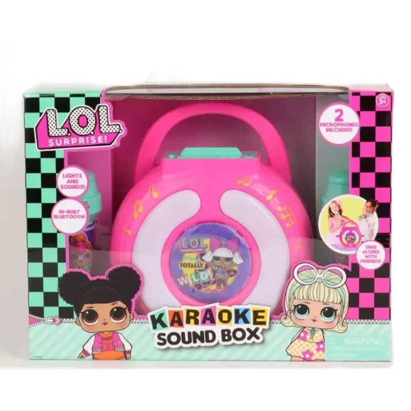 LOL Surprise Karaoke Sound Box Sing Along Lights & Sounds Bluetooth 2 microphones included