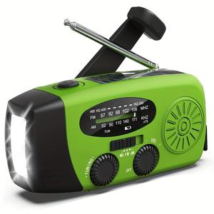 Portable Solar Powered Radio, USB Rechargeable FM/AM/WB Weather Radio with LED Flashlight, Multifunctional Radio for Outdoor Camping & Hiking