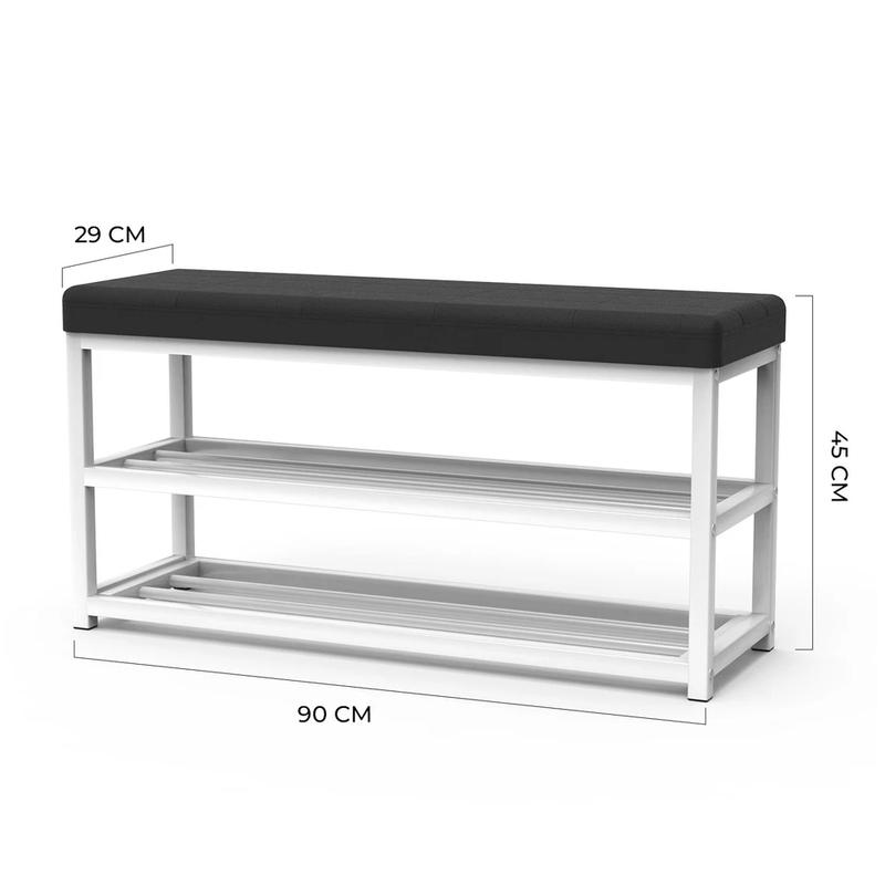 Shoe Bench Cabinet Organizer with Cushion Padded Seat Unit - Home Organizer 4