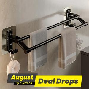 Wall Mounted Bathroom Towel Rack, 1 Count Punch Free Towel Holder, Multi-application Bathroom Storage Rack, Home Organizer, Bathroom Organizing Accessories, Storage Hooks, Bathroom Organization