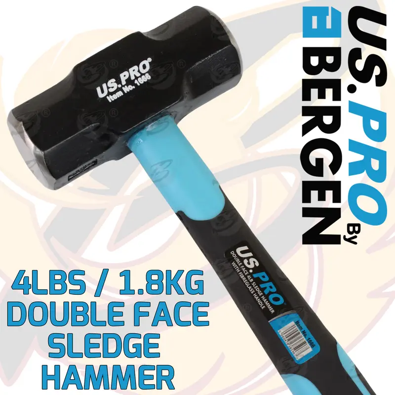 US PRO 4lbs Sledge Hammer 1.8kg Handle 14 inch Long Sledge Hammer Double Face 1