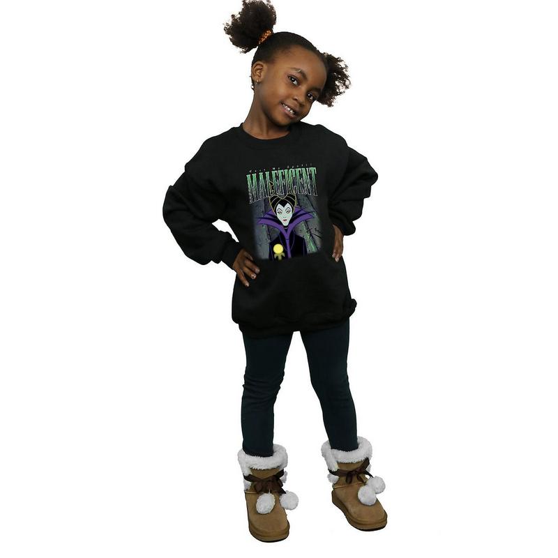 Sleeping Beauty Girls Maleficent Montage Cotton Sweatshirt - Black 0