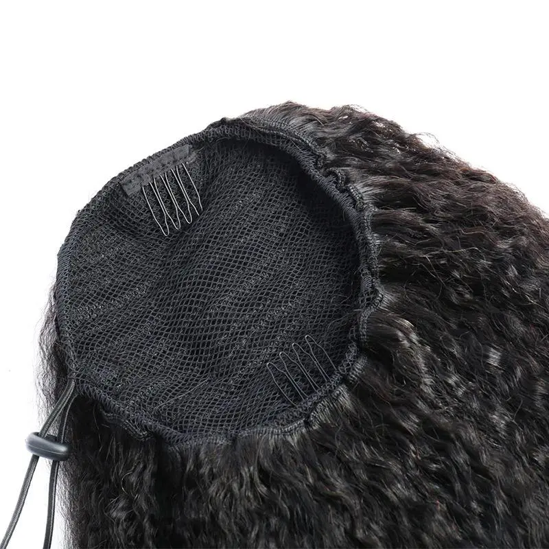 Afro Kinky Curly Drawstring Ponytail Brazilian Kinky Curly Wrap Around Ponytail 4B 4C Remy Hair 3
