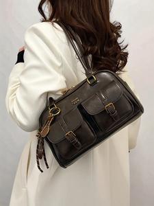 Women's Elegant Solid Color Shoulder Bag, Fashionable Pu Leather Bag for Daily Used, Casual Trendy Versatile High-quality Daily Commuting Bag