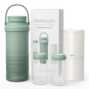 22oz Portable Breastmilk Cooler, 1 Box Large Capacity Travel Breastmilk Cooler with 2 Counts Baby Bottles, Breastmilk Storage Container for Outdoor