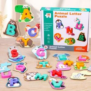 Wooden Animal Letter Puzzle, 26pcs/set Wooden Animal Letter Puzzle, Early Education Toy, Educational Toy for Kids