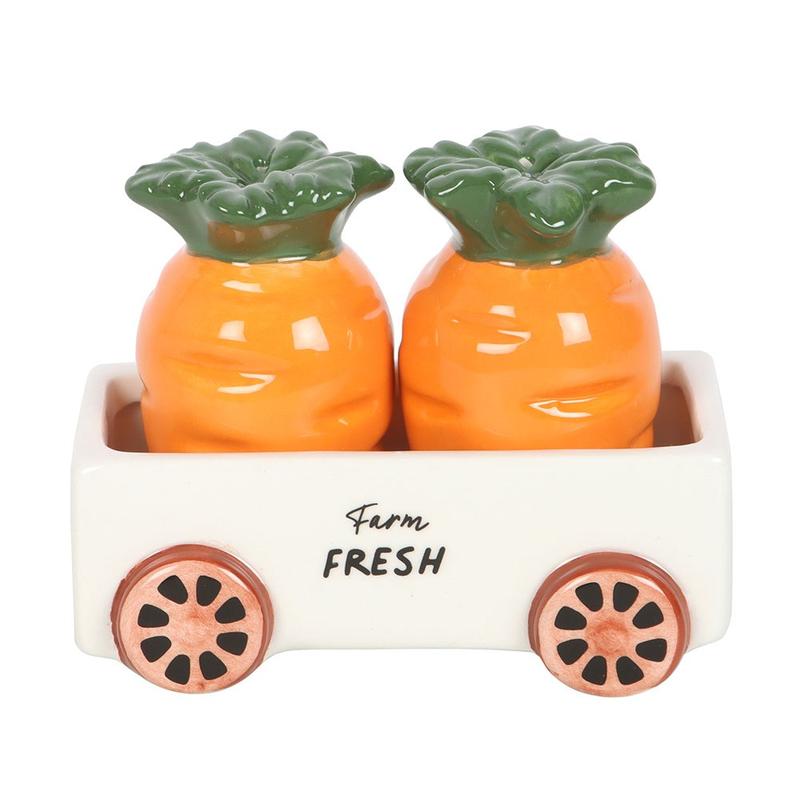 Carrot Design Salt & Pepper Shakers In ceramic cart holder - Easter Spring Home Accessory 2