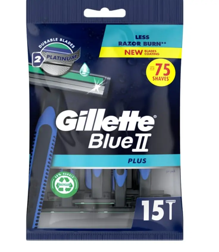 Gillette Blue II Plus Disposable Razors x15 Smooth Daily