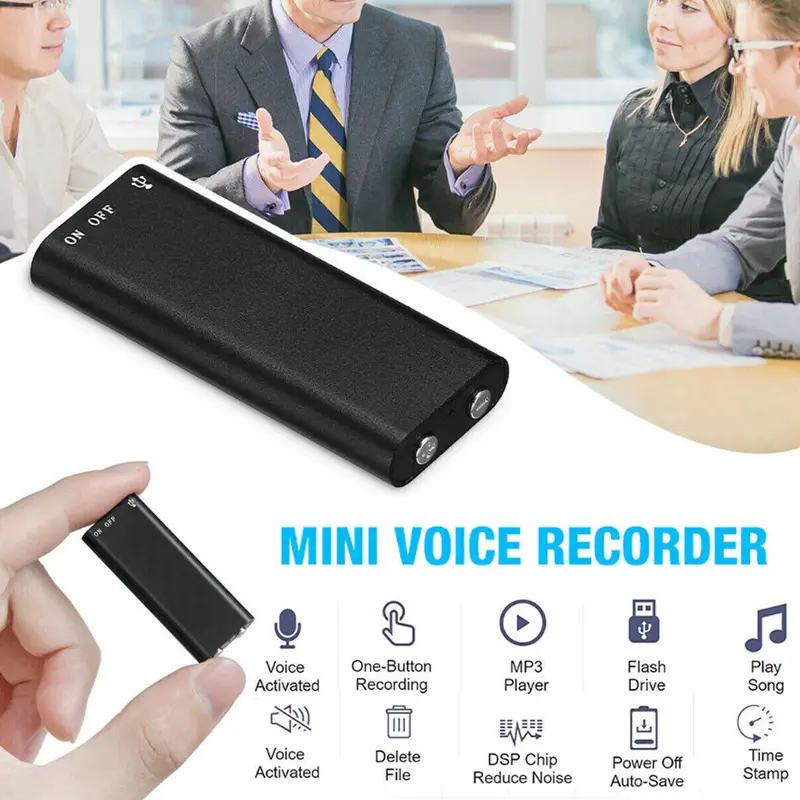 Compact 8GB Digital Voice Recorder Dictaphone Audio MP3 Player Sound Recording with USB Support mini  speaker  magnet wireless  earbuds speakers  bluetooth noise  cancelling ear  piece  bluetooth fitness  gear 8