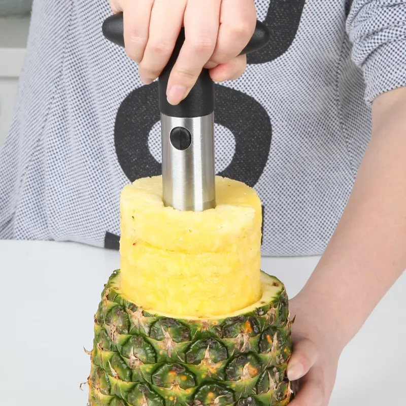 1pc Pineapple Corer And Slicer Tool, Pineapple Cutter Stainless Steel Fruit Peeler Corer Slicer Cutter With Sharp Blade Pineapple Eye Peeler For Home And Kitchen Kitchen Accessories Utensils Yellow 2
