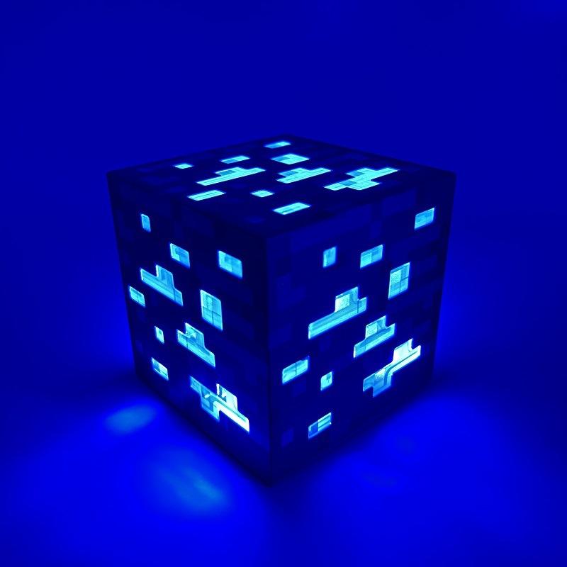 Product Introduction of Mining Ore Diamond Emerald Redstone Gold USBRechargable Color Changing Night Light Bedroom DecorToy Gift LED Night Lights Bedroom Lamp 5