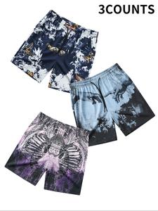 Men's Floral Print Boxer Brief Swim Trunks, Regular Fit Casual Comfy Breathable Swim Shorts for Summer, Men's Swimwear for Beach Vacation