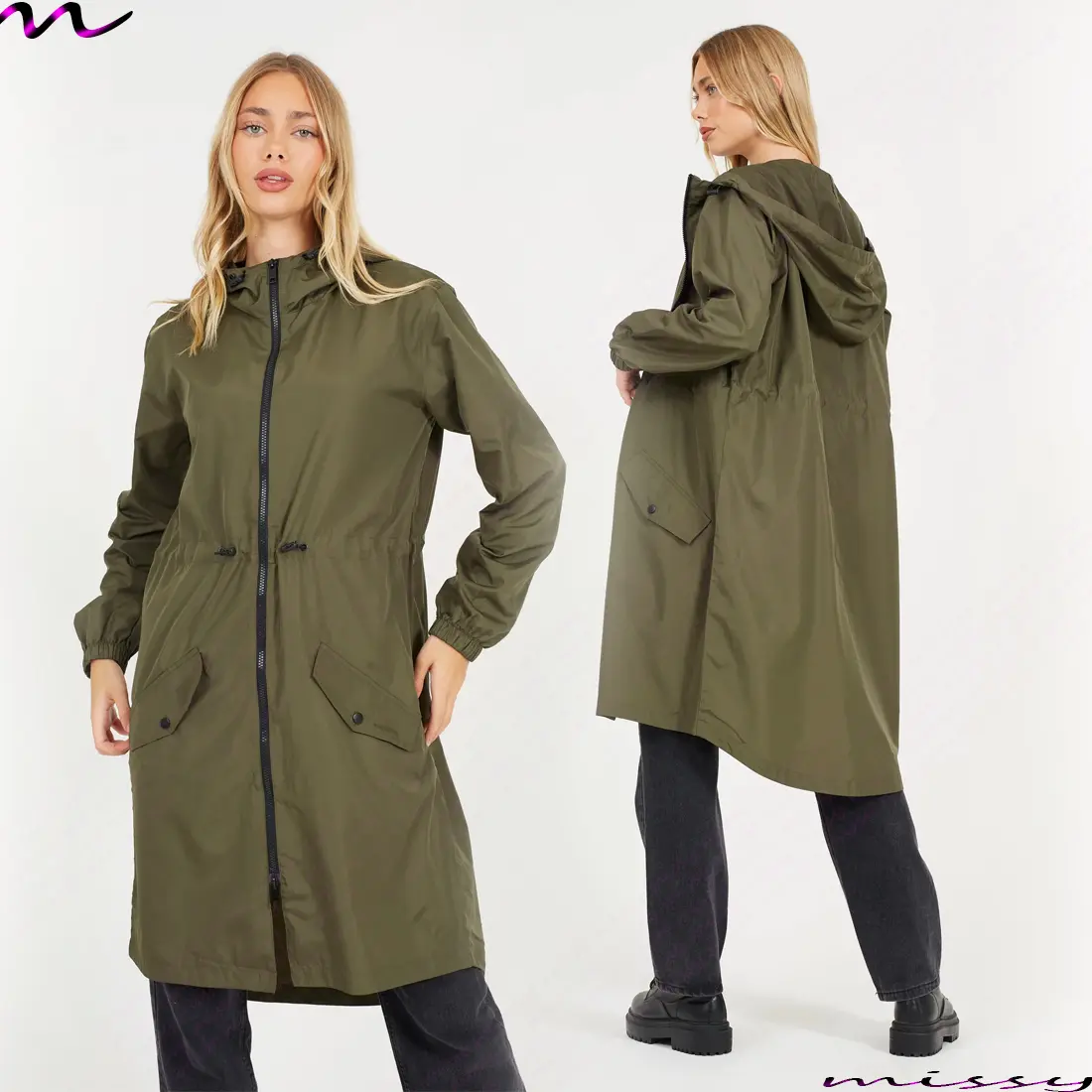 Ladies RAIN MAC JACKET PARKA Womens SHOWER Festival RAINCOAT Size 8-16 SHOWER RESISTANT LONGLINE JACKET LIGHTWEIGHT Womenswear Womenswear Tops Outerwear Baggy Loose Basic Black Comfort