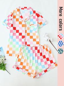 Two-Piece Set Women's All Over Print Pajama Set, Casual Comfy Short Sleeve Top & Shorts PJ Set, Ladies Sleepwear for All Seasons