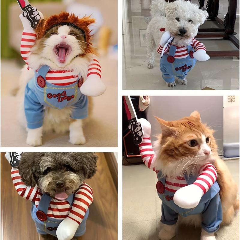 Halloween Deadly Doll Design Pet Dog Costume Halloween Clothes Wig And Knife Novelty Funny Scary Props Outfit Apparel Accessories 8