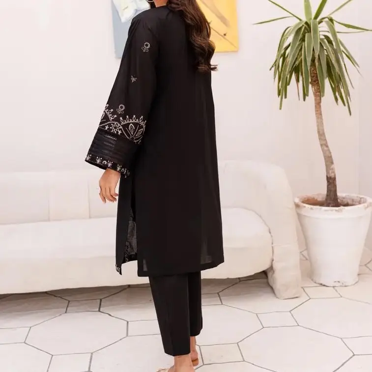 SilayiPret Lawn Embroidered 2PC Summer Dress Black - 1004 2