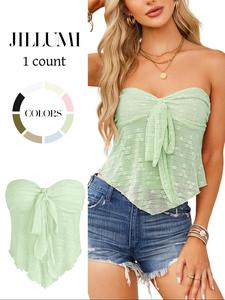 Women's Plain Crop Tube Top, Casual Strapless Top for Daily Wear, Ladies Clothes for All Seasons, Womenswear