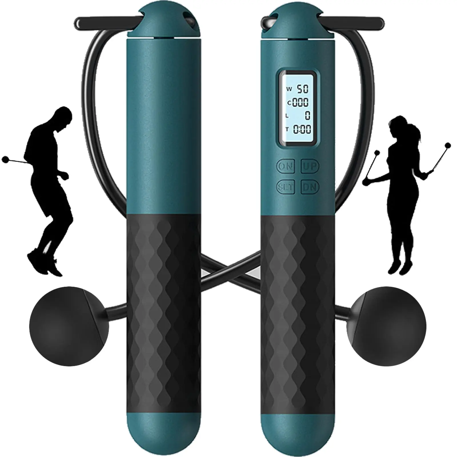 PICKONA Cordless Skipping Ropes for Adults - Ropeless Skipping Rope for Adults, Cordless Jump Rope With Counter, Portable Wireless Gravity Ball Skipping Rope for Women Men Adults Kids(green)
