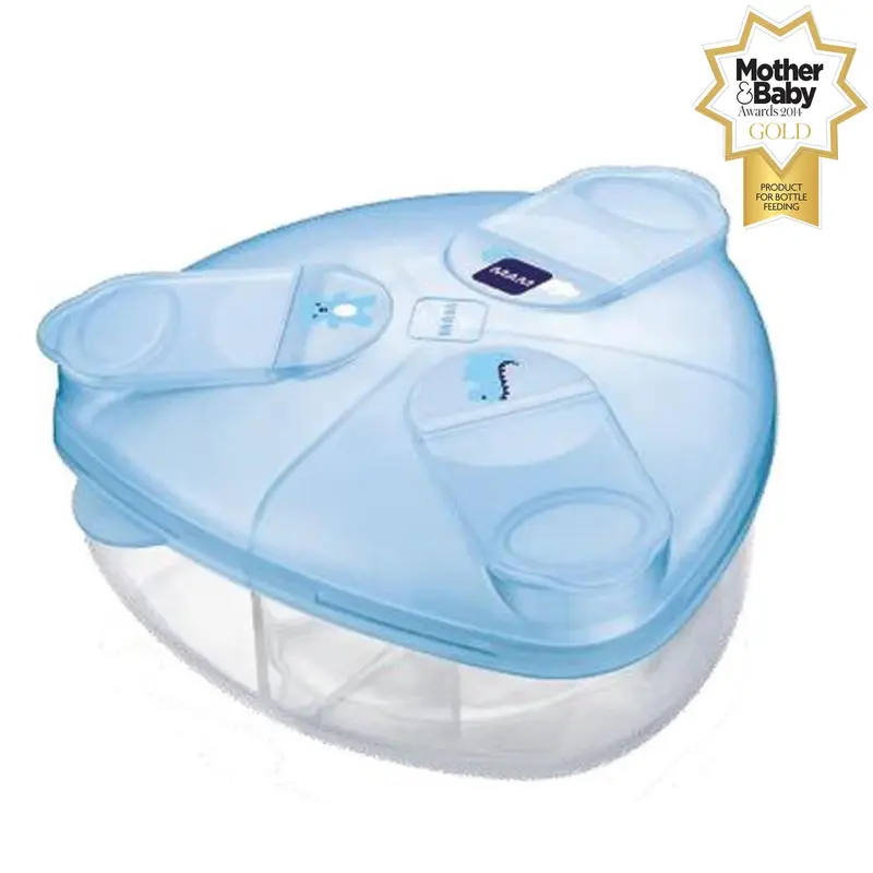 MAM Infant 3 Compartment Formula Milk Powder Dispenser Storage Snack Box - Blue 1