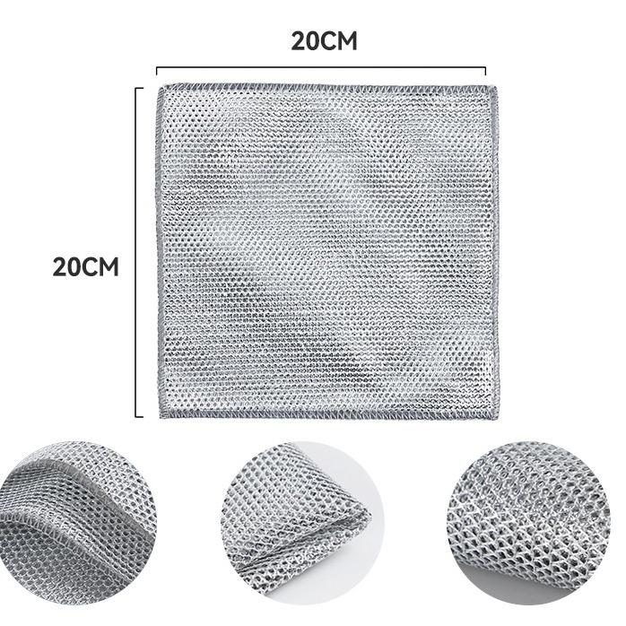 Five-strip silver-threaded dishwashing cloths can replace steel wool and are less likely to shed fibers. They are multi-functional cleaning tools for washing dishes, scrubbing pots and pans, and wiping surfaces at home. 4