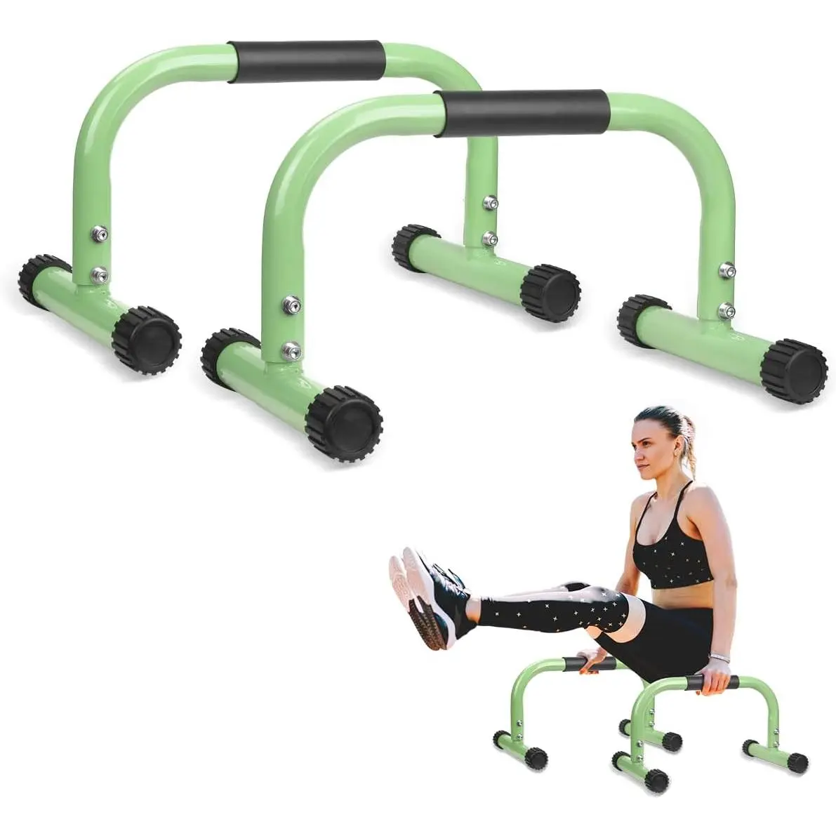 Parallettes Bars, Push Up Bars Strength Training For Handstands, Full Planche & Dips, Calisthenic, [16.6x10x10in] Push Up Stands Handle for Floor Workouts Calisthenics Equipment
