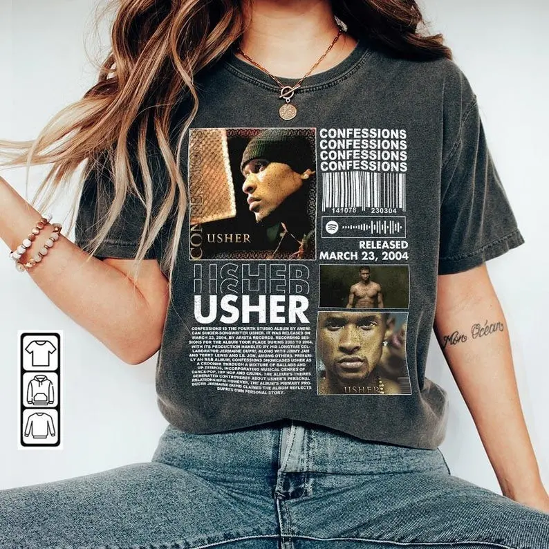 Usher Rap Shirt, Merch Vintage Rapper Hiphop tshirt, Usher Retro Unisex Gift Shirt