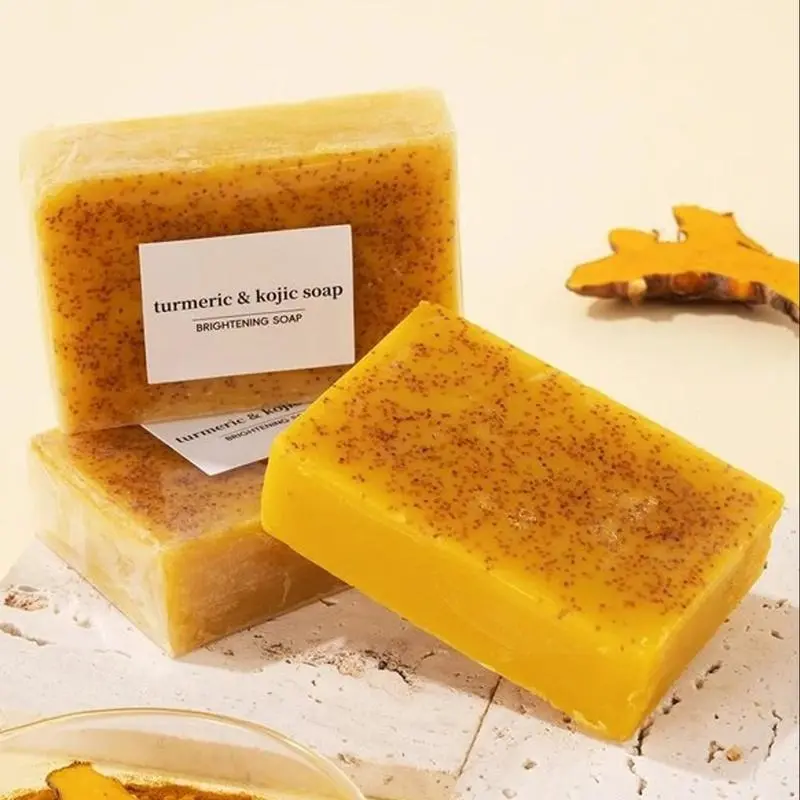 5PCS Turmeric & Kojic Acid Soap - Handmade Brightening Soap with Lemom,Turmeric and Kojic acid,Suitable for Body Wash,Body Care,Cleanser skincare 3