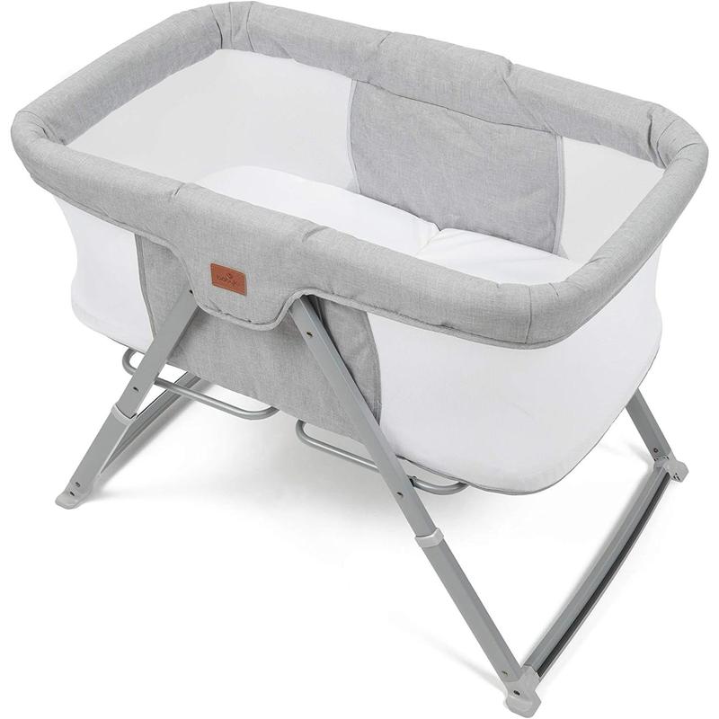Sleep and Stay Folding Crib Folds with One Hand Includes Travel Bag, Grey, 3