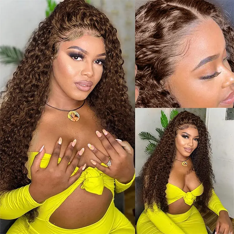 13x4 Deep Wave Chocolate Brown Lace Front Wigs Human Hair For Women 13x6 Hd Glueless Lace Frontal Wig 4x4 Closure Human Hair Wig 2