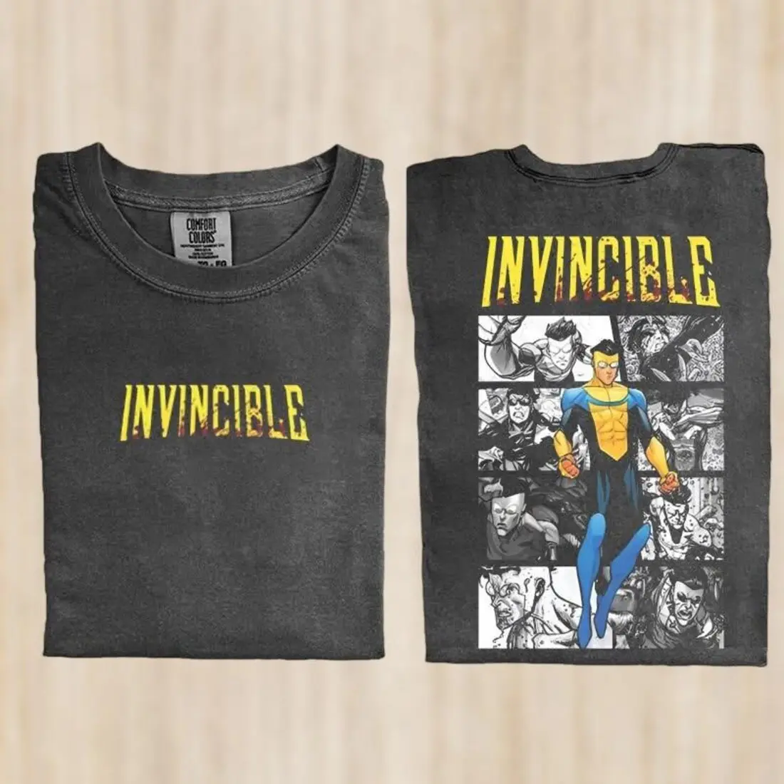 Limited Invincible Mark Superhero T-Shirt, Invincible Two Sided Shirt, Comic Book Fan Tee Shirt Cotton Fashion