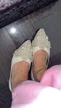 Product Review of Women's Fashionable Rhinestone & Faux Pearl Decorated Slip on Ballet Flats, Elegant Pointed Toe Flat Shoes for Daily Wear, Lightweight Breathable Comfortable Shoes for Women & Girls from P**t P**t 1