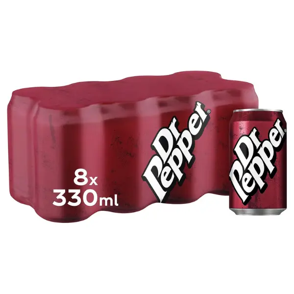 Dr Pepper Fizzy Drink 8 Pack – Bold Sparkling Fruit Flavour, 330ml Cans for Chilled Refreshment Anytime 0