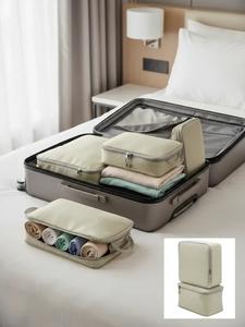 Compression Packing Cubes for Suitcases, Back To School, Travel Accessories, 4 Counts Light Travel Suitcase Organizer Bags Set, with Shoe Bag, Expandable Packing Luggage Organizer Bags, Space-saving Accessories, Travel Clothes Organizer