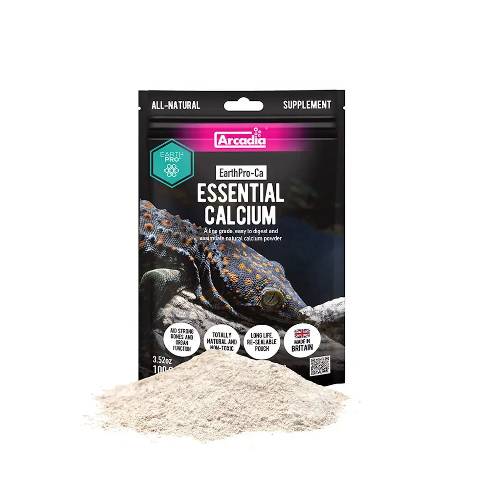 Arcadia EarthPro-Ca 100g re-sealable pouch - Totally natural & non-toxic. Aids strong bones & organ function. Suitable for all Reptiles & Amphibians.
