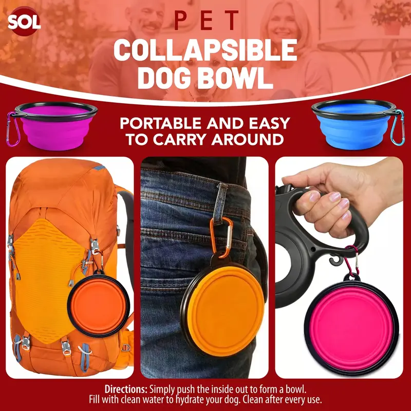 Collapsible Dog Cat Pet Bowl Food Water Feeding Silicone Dish Portable Travel 7