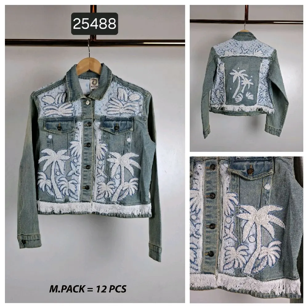 Denim jacket with Palm Trees