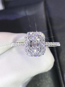 Fashion Square Shaped Artificial Zircon Ring, Luxury Engagement Ring for Women, Trendy All-match & Exquisite Jewelry for Birthday Gift