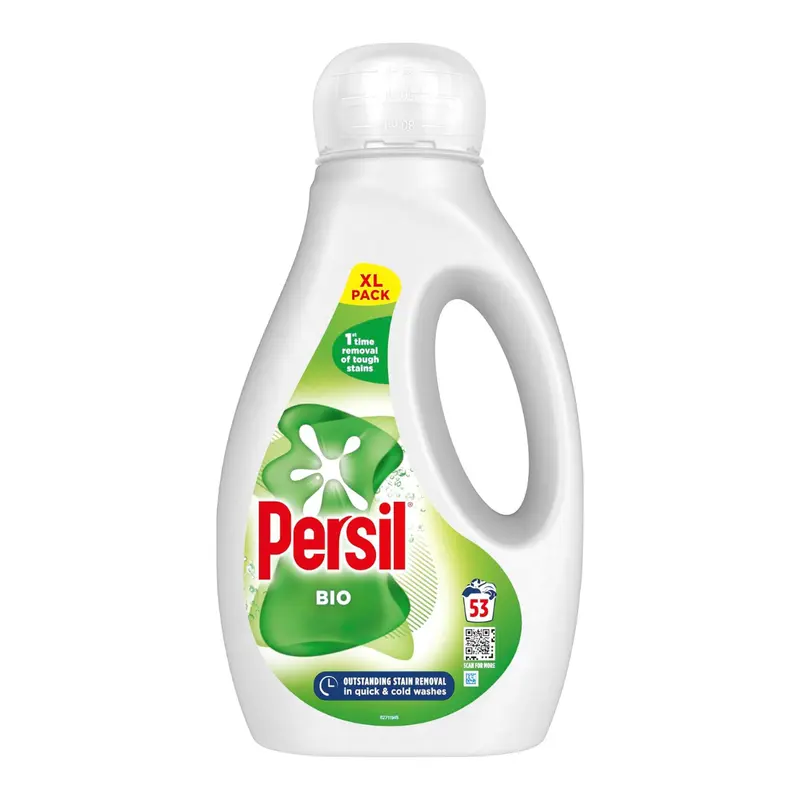Persil Bio Laundry Washing Liquid Detergent 1st time removal of tough stains outstanding stain removal in quick & cold washes 53 washes (1.431 L) 0
