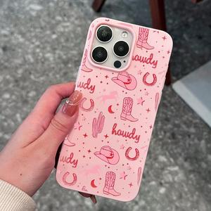 Cowboy Hat Pattern Phone Case, Cute Phone Protective Cover, Phone Accessory Compatible with iPhone 11 12 13 14 15 16 Series