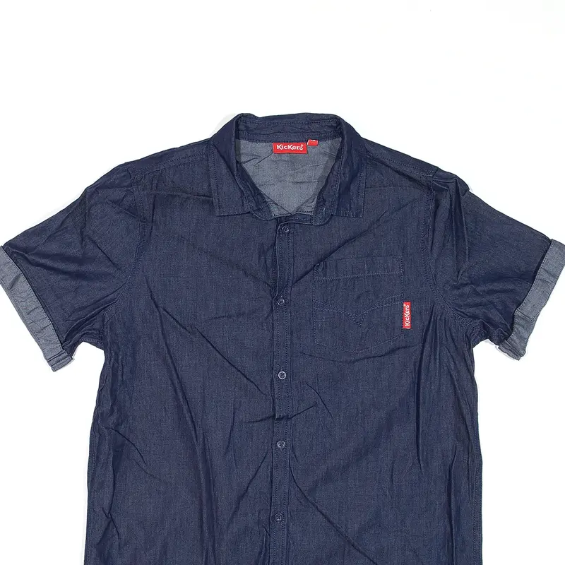 KICKERS Plain Shirt Blue Short Sleeve Boys S 1