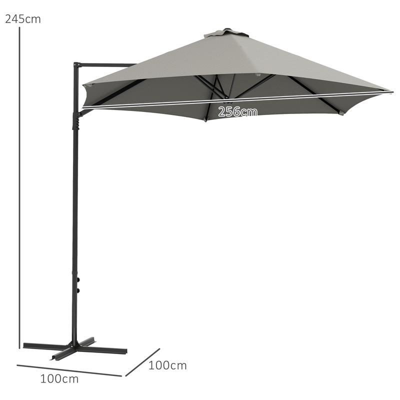 Outsunny 2.5m Rotating Cantilever Parasol - Light Grey 2