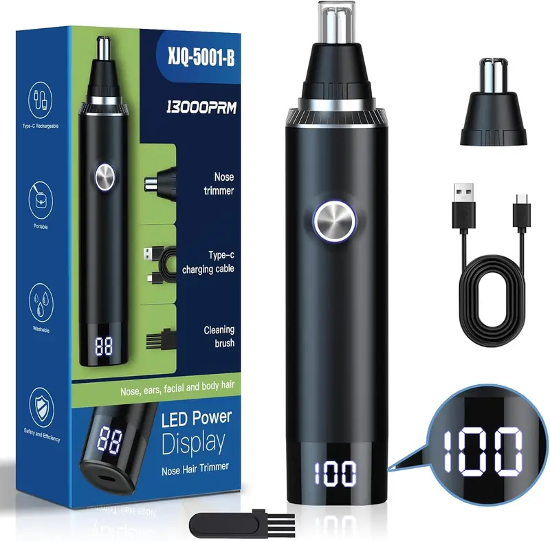 Rechargeable Nose Hair Trimmer for Men and Women, 2025 Upgrade, Painless USB Nose Trimmer, Ear and Nose Clipper, Facial Hair Removal, Easy to Clean, Dual Edge Blades, IPX7 Waterproof 0