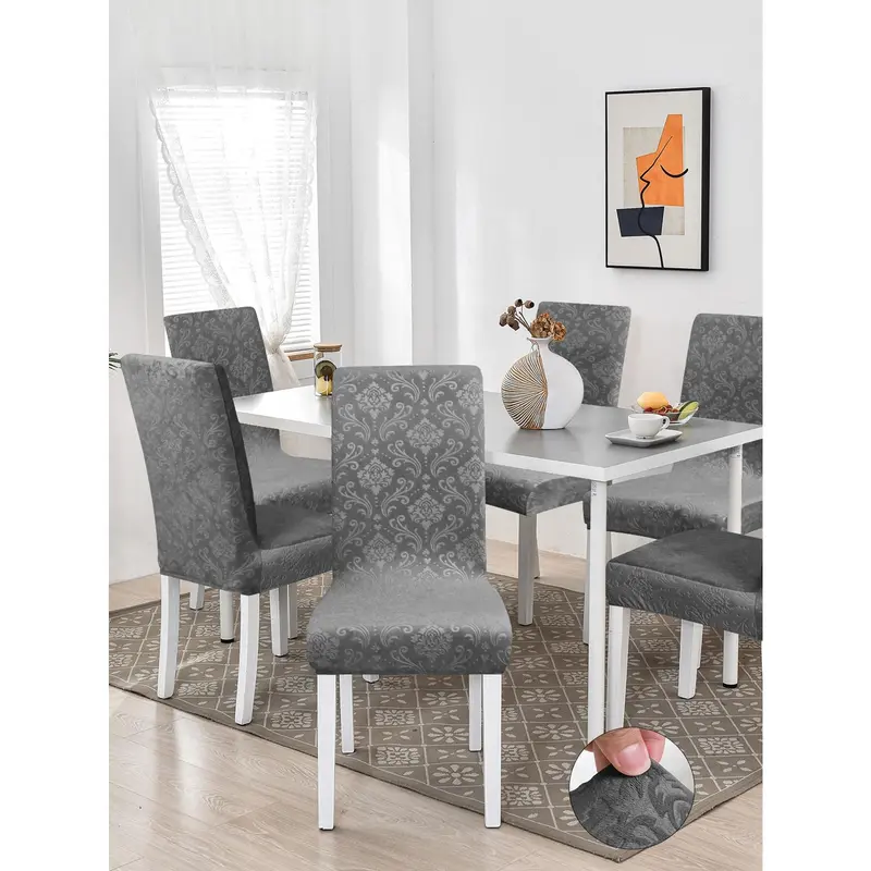 forcheer 1pc Silver Fox Velvet Print Elastic Dining Chair Cover, Washable, Fits Chairs 0