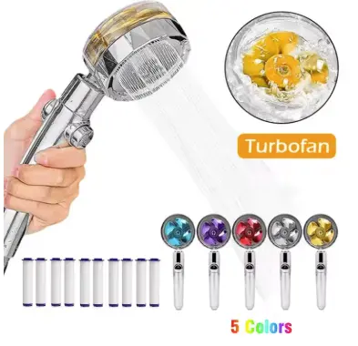 BEST 360 Degrees Rotation Turbo Fan Shower Head High Pressure Water Saving Spray Adjustable Showerhead Filters Bathroom Accessories 7
