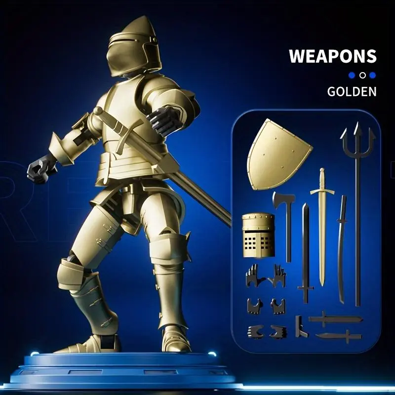 Action Figure Of NeslGenc Dummy-13 Armored Robot, T13 Multi-joint Figure, Knight Figure Desktop Toy With Weapons And Shield 8