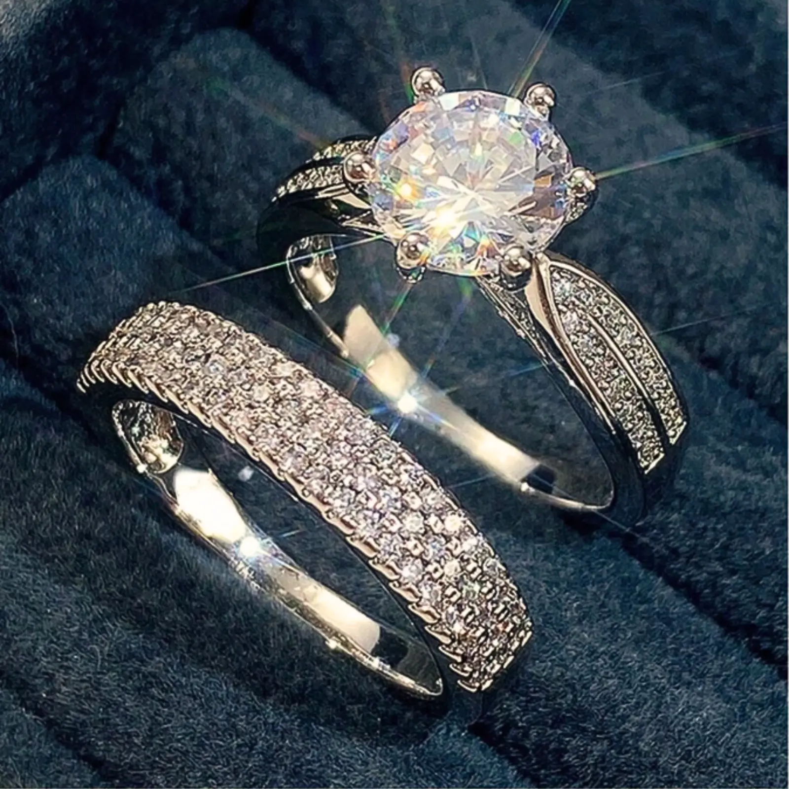 Fashionable sparkling decorative ring set for women's daily wear suitable for daily wear valentine's day gift