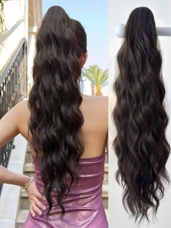 22inch long synthetic wavy Curly Ponytail hair Claw Ponytail For Women Party Daily 2