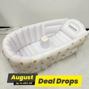 Newborn Baby Inflatable Swimming Pool, Cartoon Print Portable Baby Bath Tub, Cute Foldable Baby Bathtub for Infant Toddler Kids