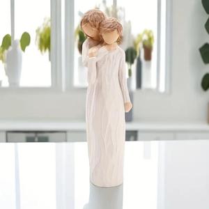 Mother and Daughter Hugging Each Other Sculpture, 1/3 Counts Resin Figurine for Home Desktop Decor